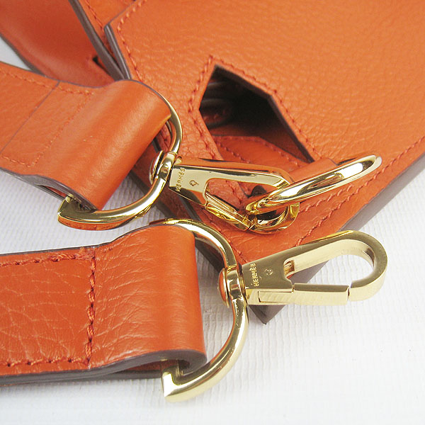 Replica Hermes Jypsiere Fjord Leather Messenger Bag Orange H6508 - 1:1 Copy